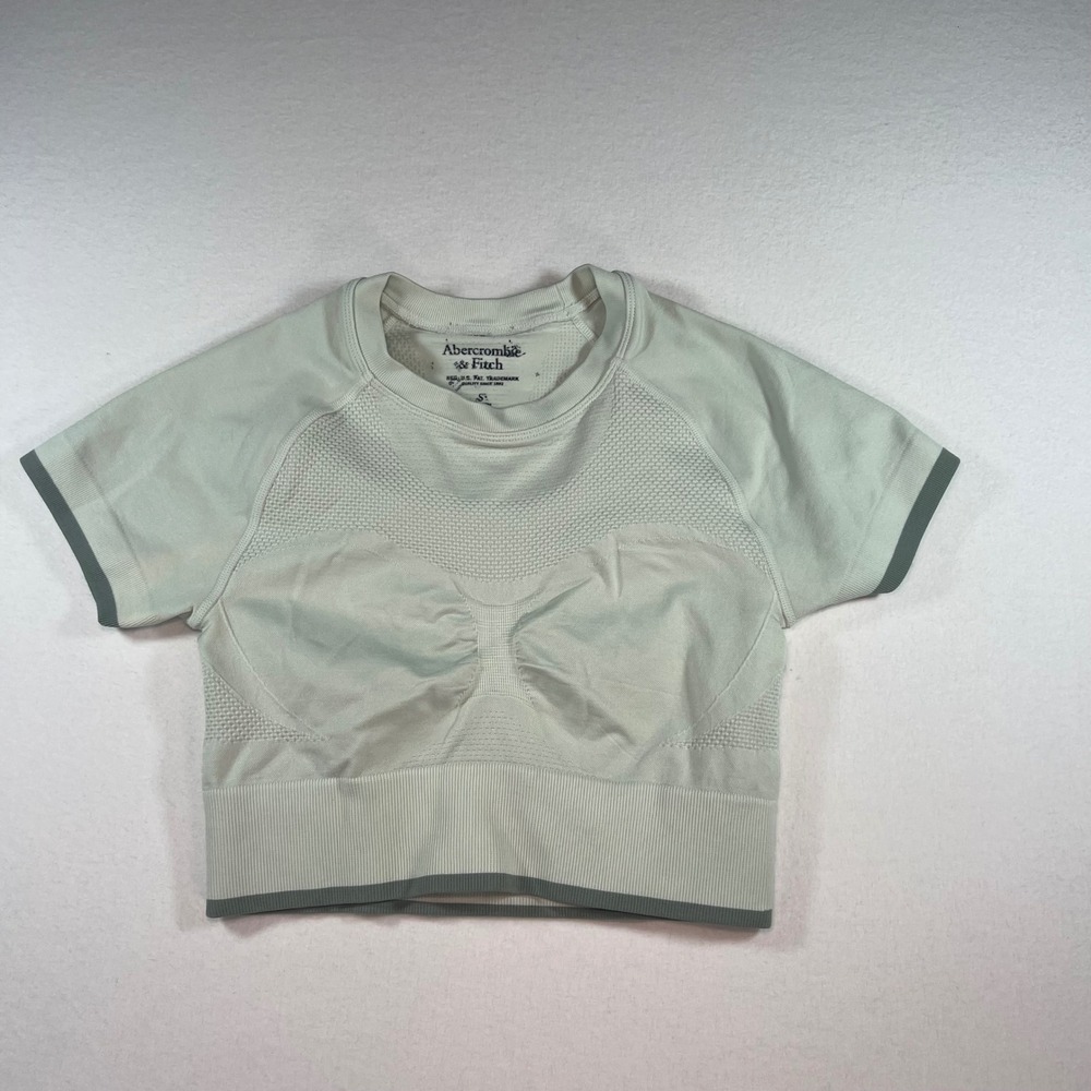 Abercrombie & Fitch Seamless Short Sleeve Crop Top Mint Green Womens Small